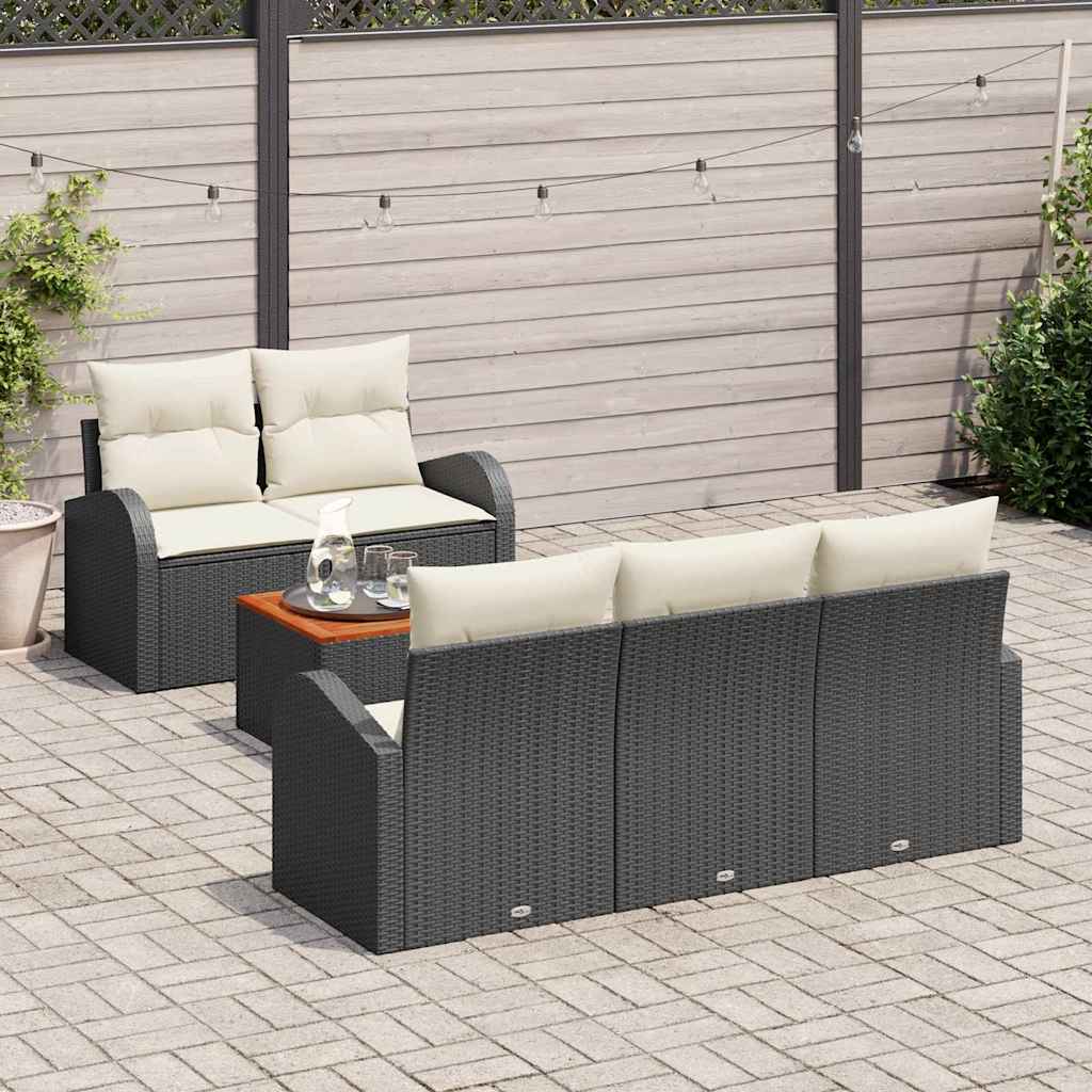 Tuinbankenset met opslag 6 pcs Zwart en Crème poly rattan is nu te koop bij PeponiXL, paradijselijk wonen!
