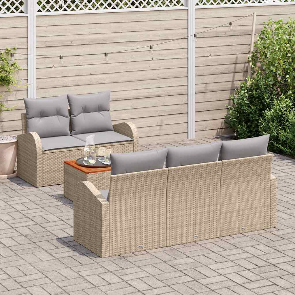 Tuinbankenset met opslag 6 pcs Beige en Licht Grijs poly rattan is nu te koop bij PeponiXL, paradijselijk wonen!