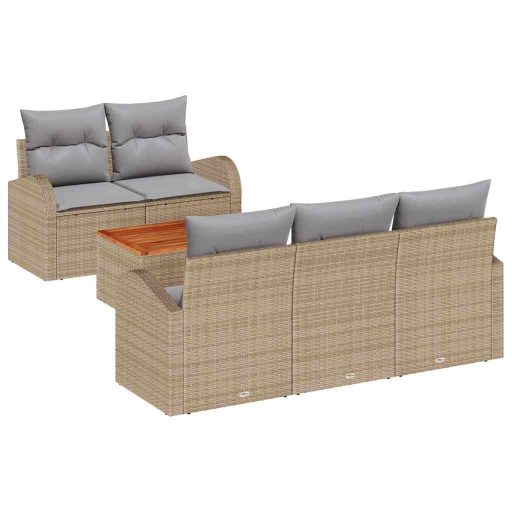 Tuinbankenset met opslag 6 pcs Beige en Licht Grijs poly rattan is nu te koop bij PeponiXL, paradijselijk wonen!