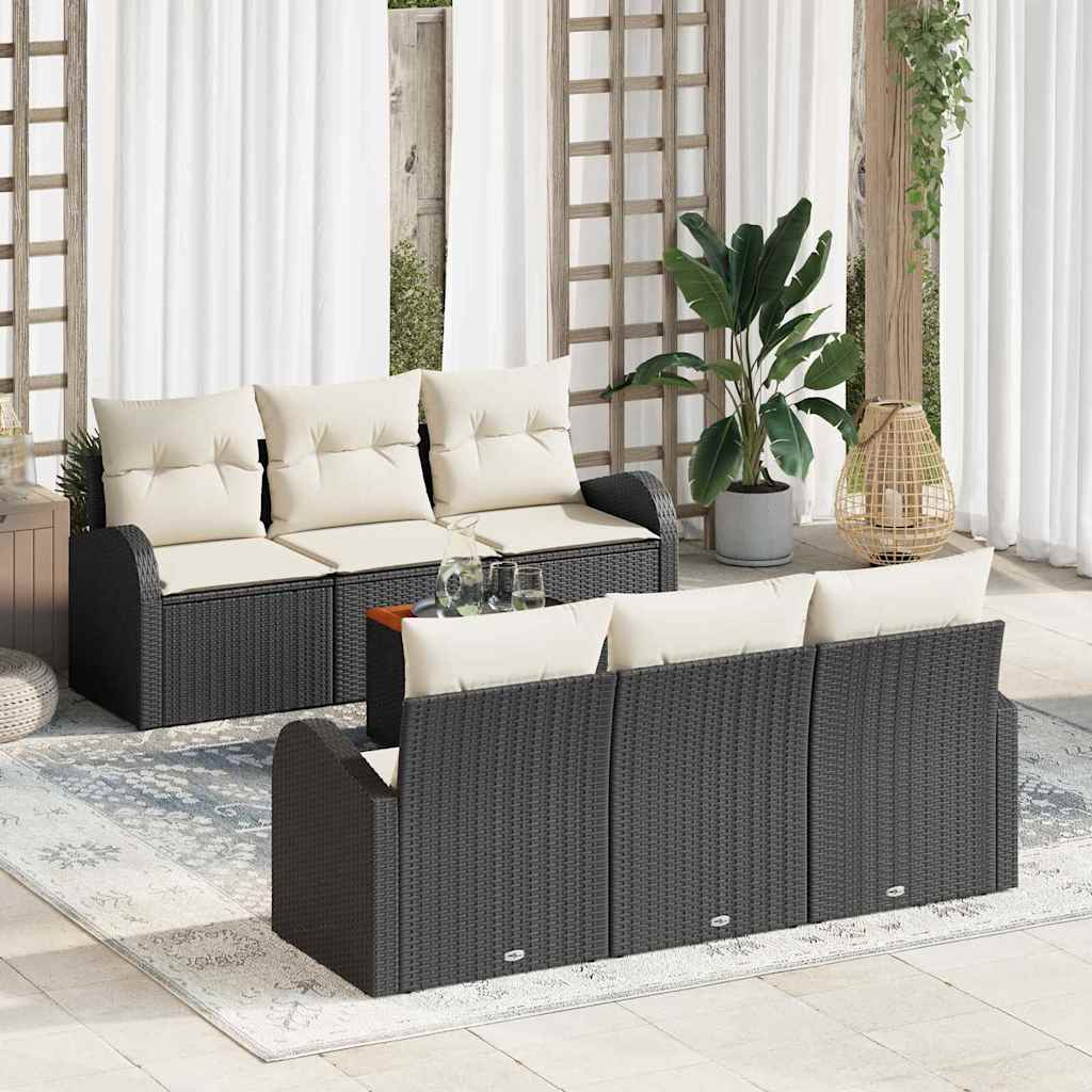 Tuinbankenset met opslag 7 pcs Zwart en Crème poly rattan is nu te koop bij PeponiXL, paradijselijk wonen!
