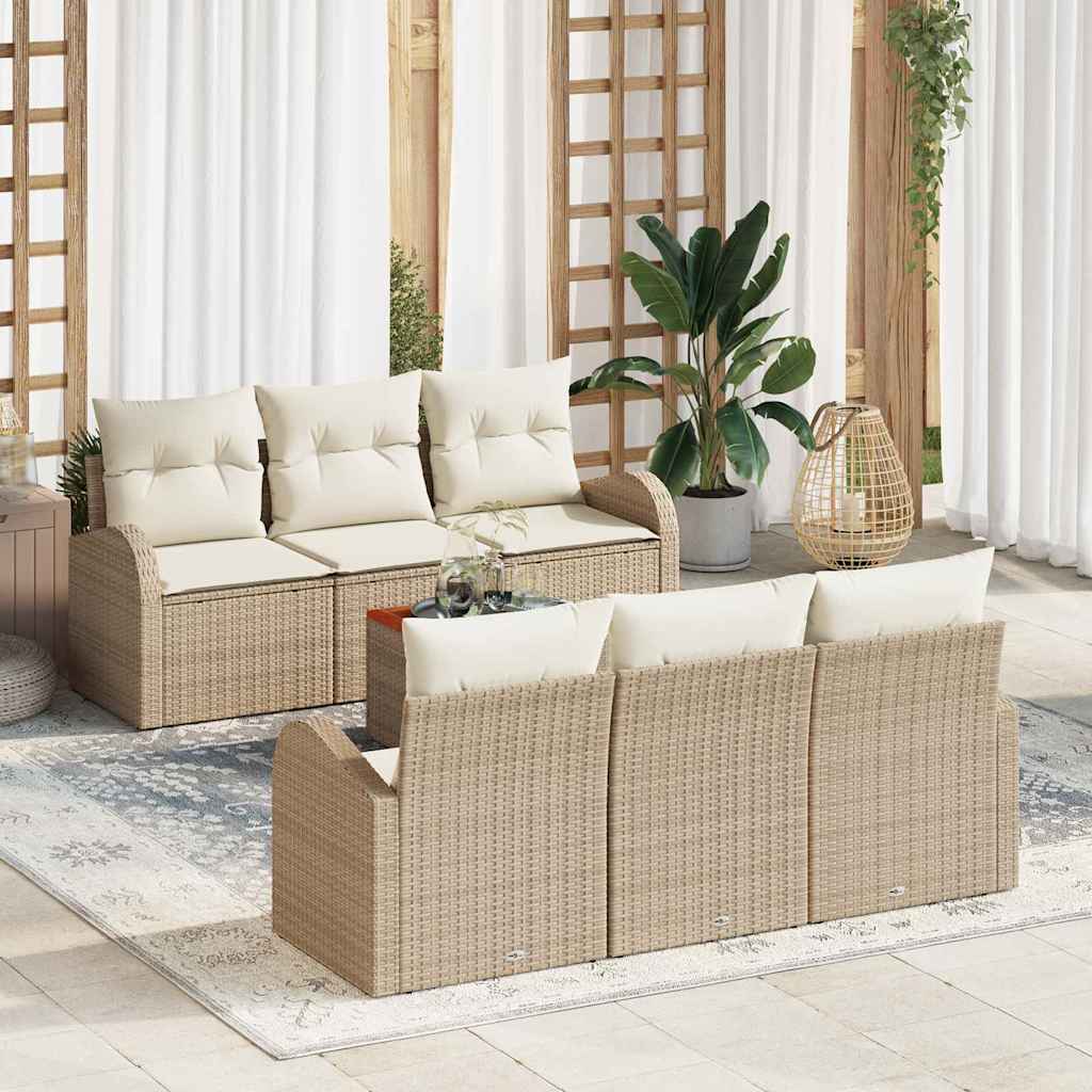 Tuinbankenset met opslag 7 pcs Beige en Crème poly rattan is nu te koop bij PeponiXL, paradijselijk wonen!