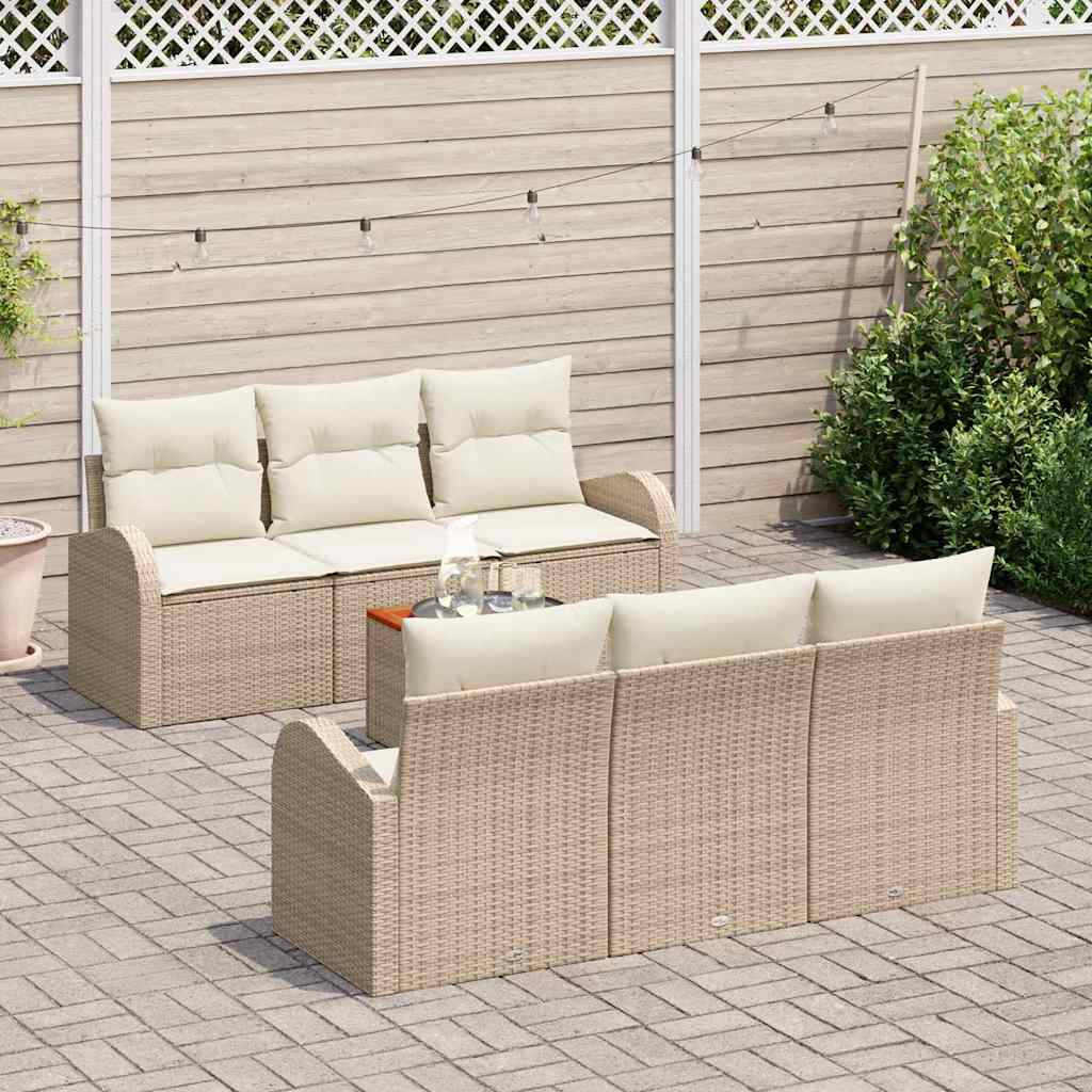 Tuinbankenset met opslag 7 pcs Beige en Crème poly rattan is nu te koop bij PeponiXL, paradijselijk wonen!
