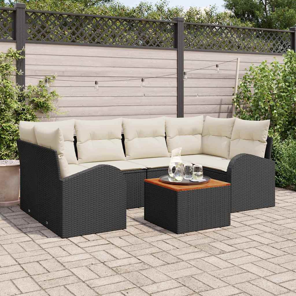 Tuinbankenset met opslag 7 pcs Zwart en Crème poly rattan is nu te koop bij PeponiXL, paradijselijk wonen!