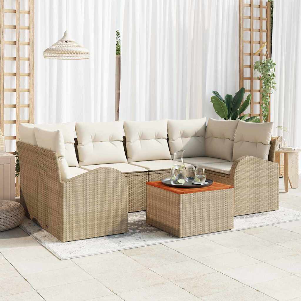 Tuinbankenset met opslag 7 pcs Beige en Crème poly rattan is nu te koop bij PeponiXL, paradijselijk wonen!
