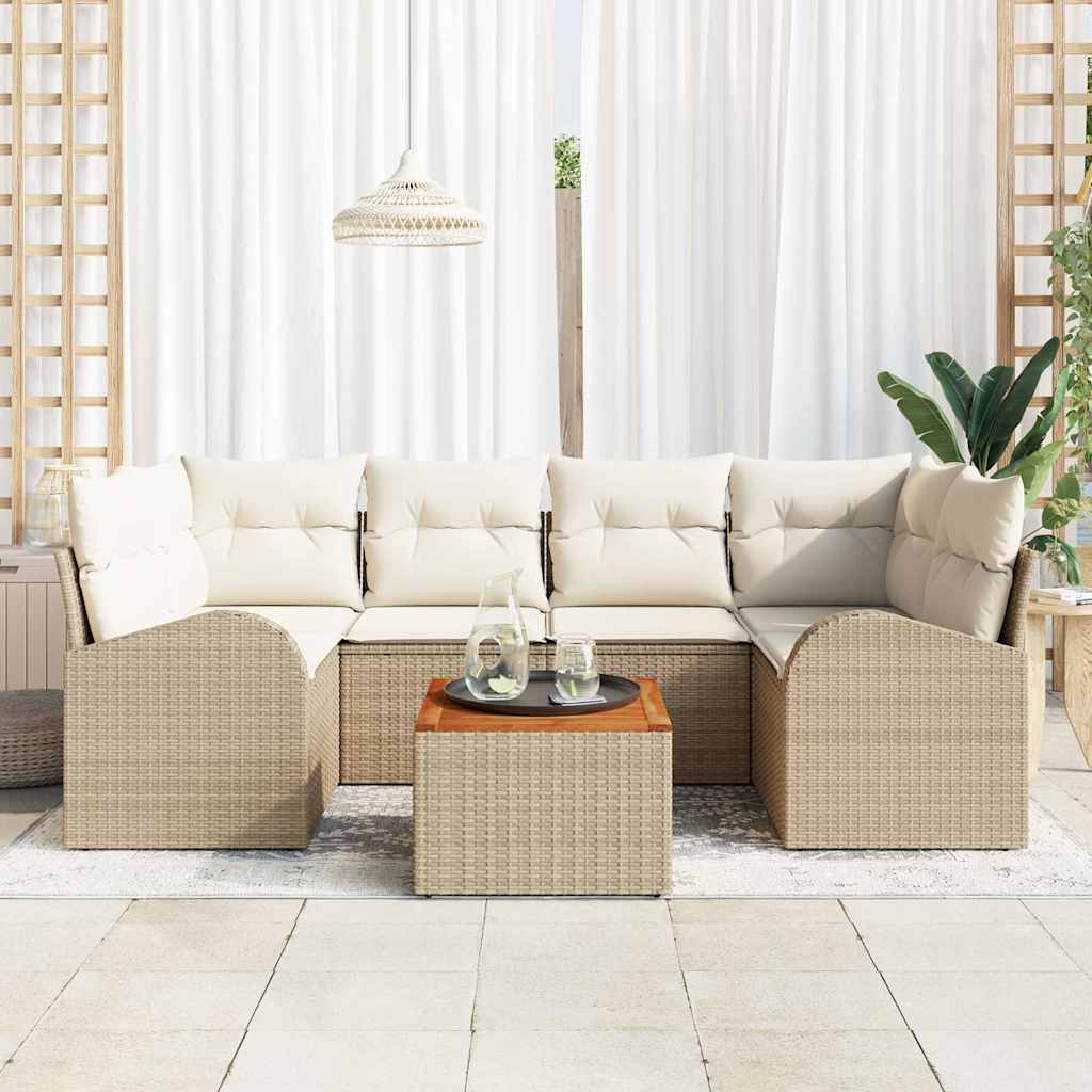 Tuinbankenset met opslag 7 pcs Beige en Crème poly rattan is nu te koop bij PeponiXL, paradijselijk wonen!