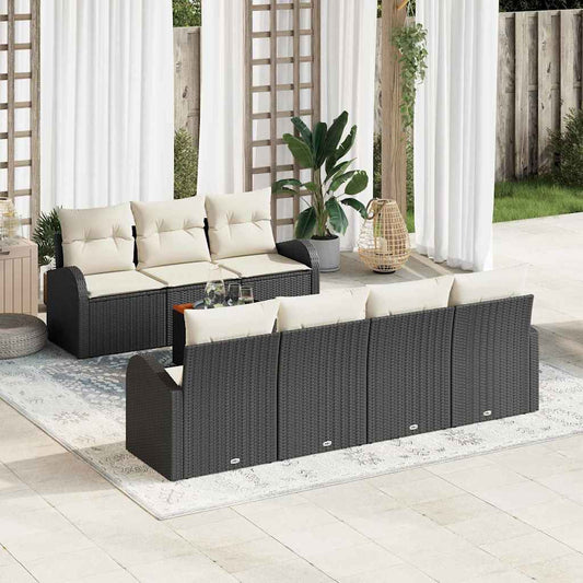 Tuinbankenset met opslag 8 pcs Zwart en Crème poly rattan is nu te koop bij PeponiXL, paradijselijk wonen!