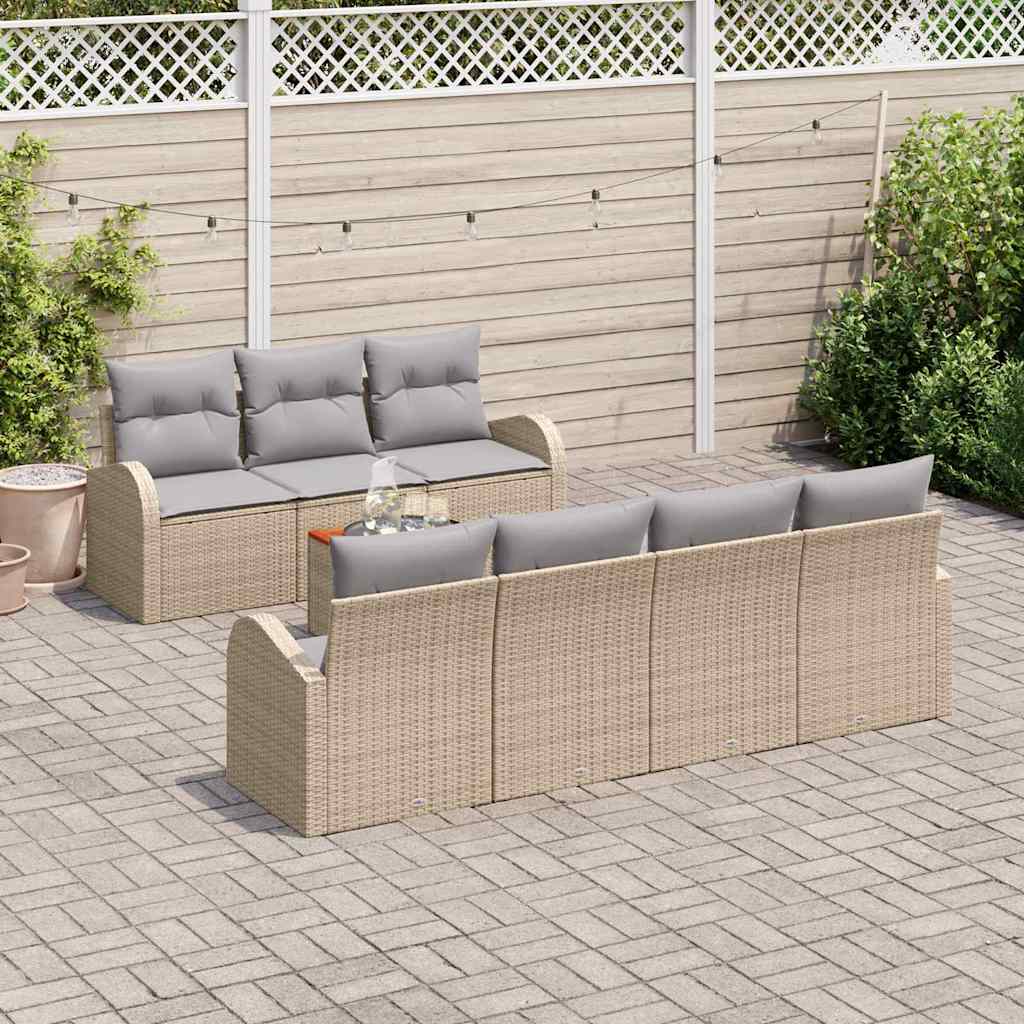 Tuinbankenset met opslag 8 pcs Beige en Licht Grijs poly rattan is nu te koop bij PeponiXL, paradijselijk wonen!