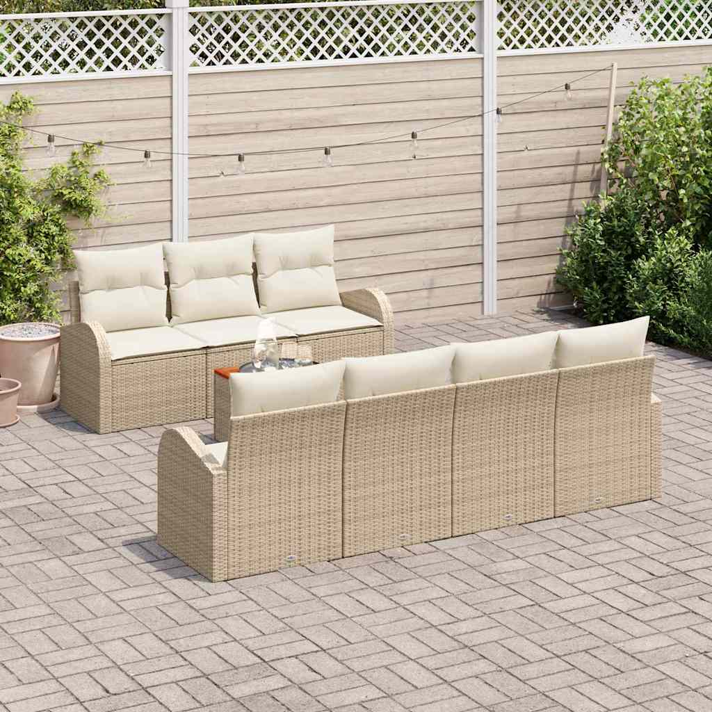 Tuinbankenset met opslag 8 pcs Beige en Crème poly rattan is nu te koop bij PeponiXL, paradijselijk wonen!
