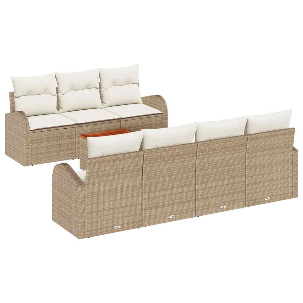 Tuinbankenset met opslag 8 pcs Beige en Crème poly rattan is nu te koop bij PeponiXL, paradijselijk wonen!
