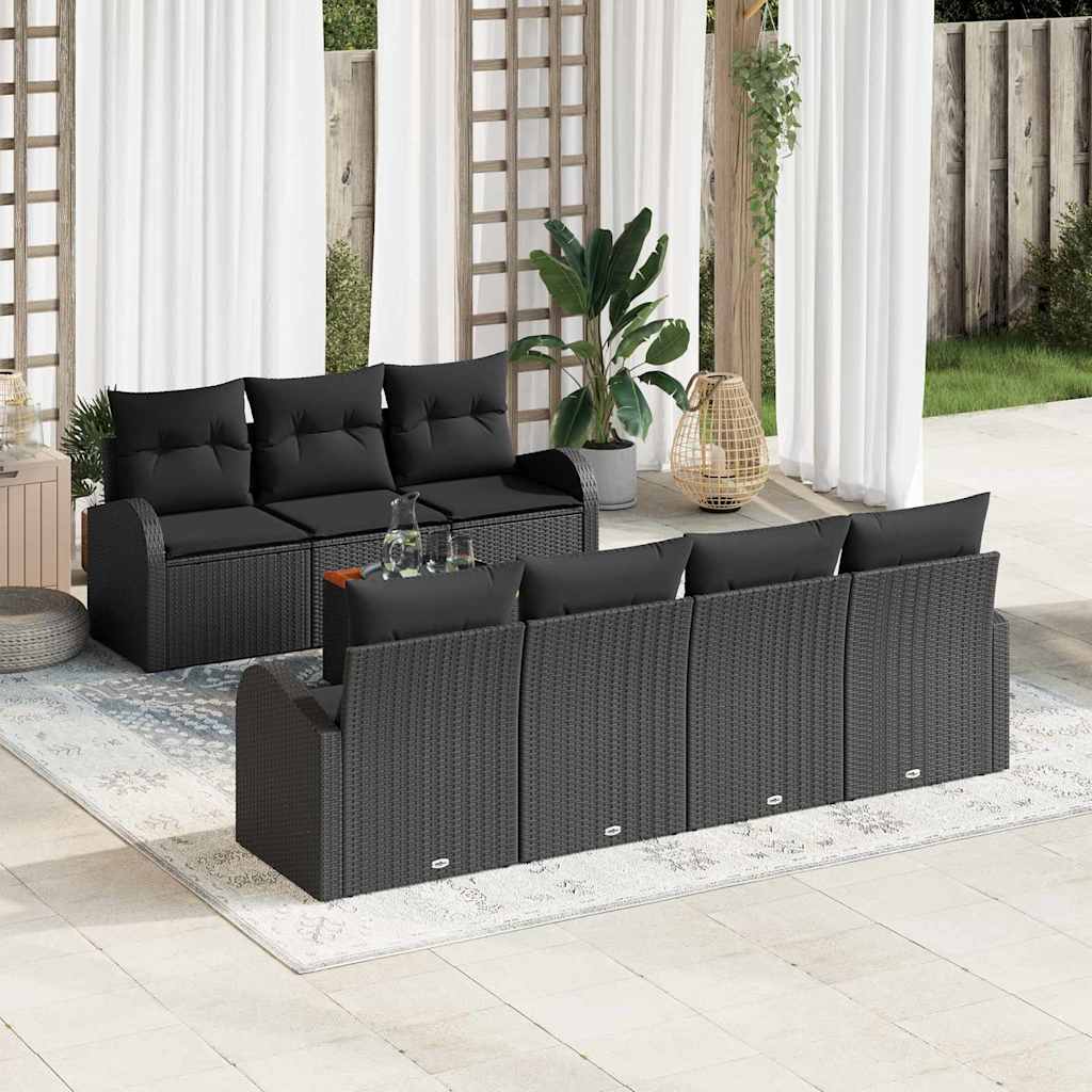 Tuinbankenset met opslag 8 pcs Zwart poly rattan is nu te koop bij PeponiXL, paradijselijk wonen!