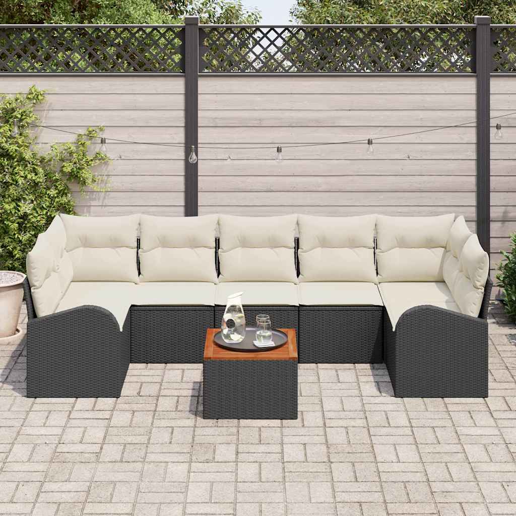 Tuinbankenset met opslag 8 pcs Zwart en Crème poly rattan is nu te koop bij PeponiXL, paradijselijk wonen!
