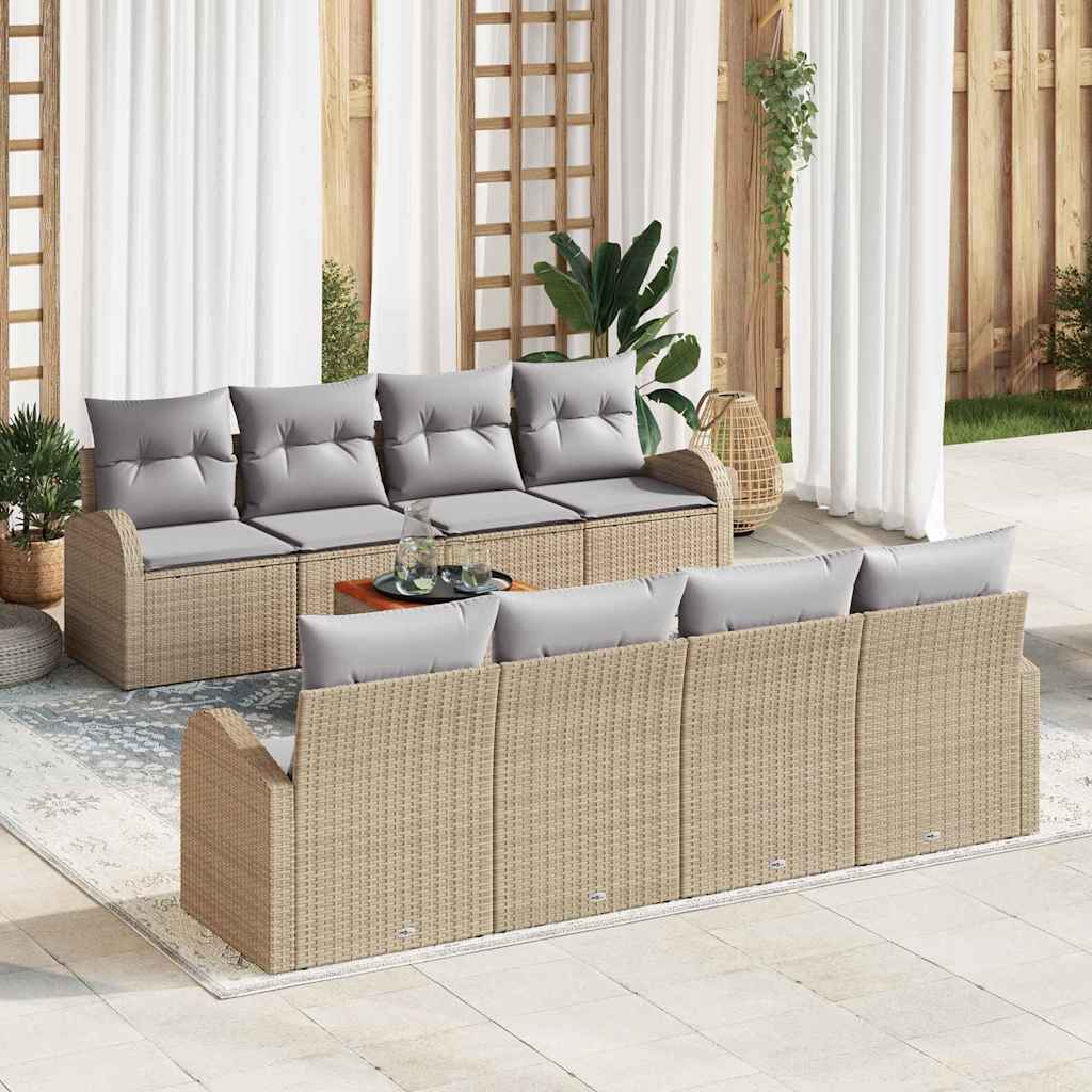Tuinbankenset met opslag 9 pcs Beige en Licht Grijs poly rattan is nu te koop bij PeponiXL, paradijselijk wonen!