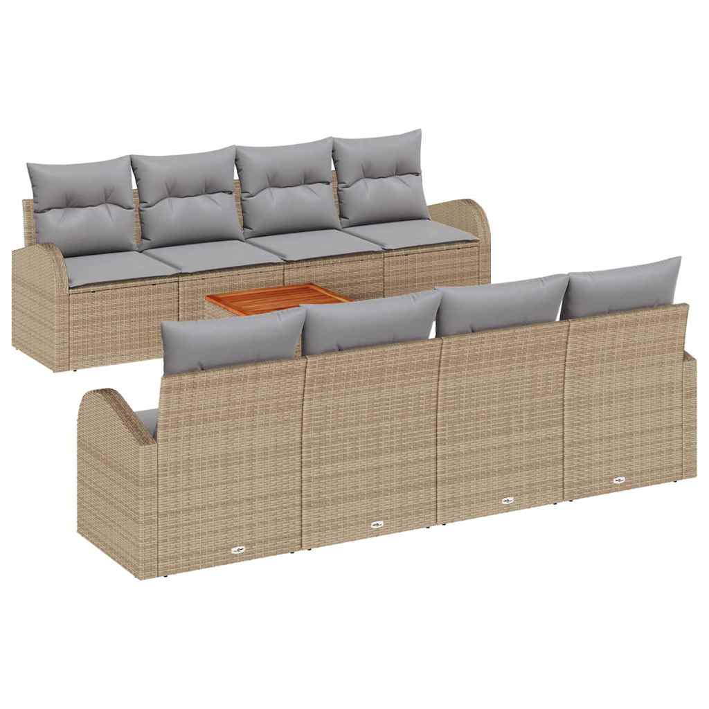 Tuinbankenset met opslag 9 pcs Beige en Licht Grijs poly rattan is nu te koop bij PeponiXL, paradijselijk wonen!