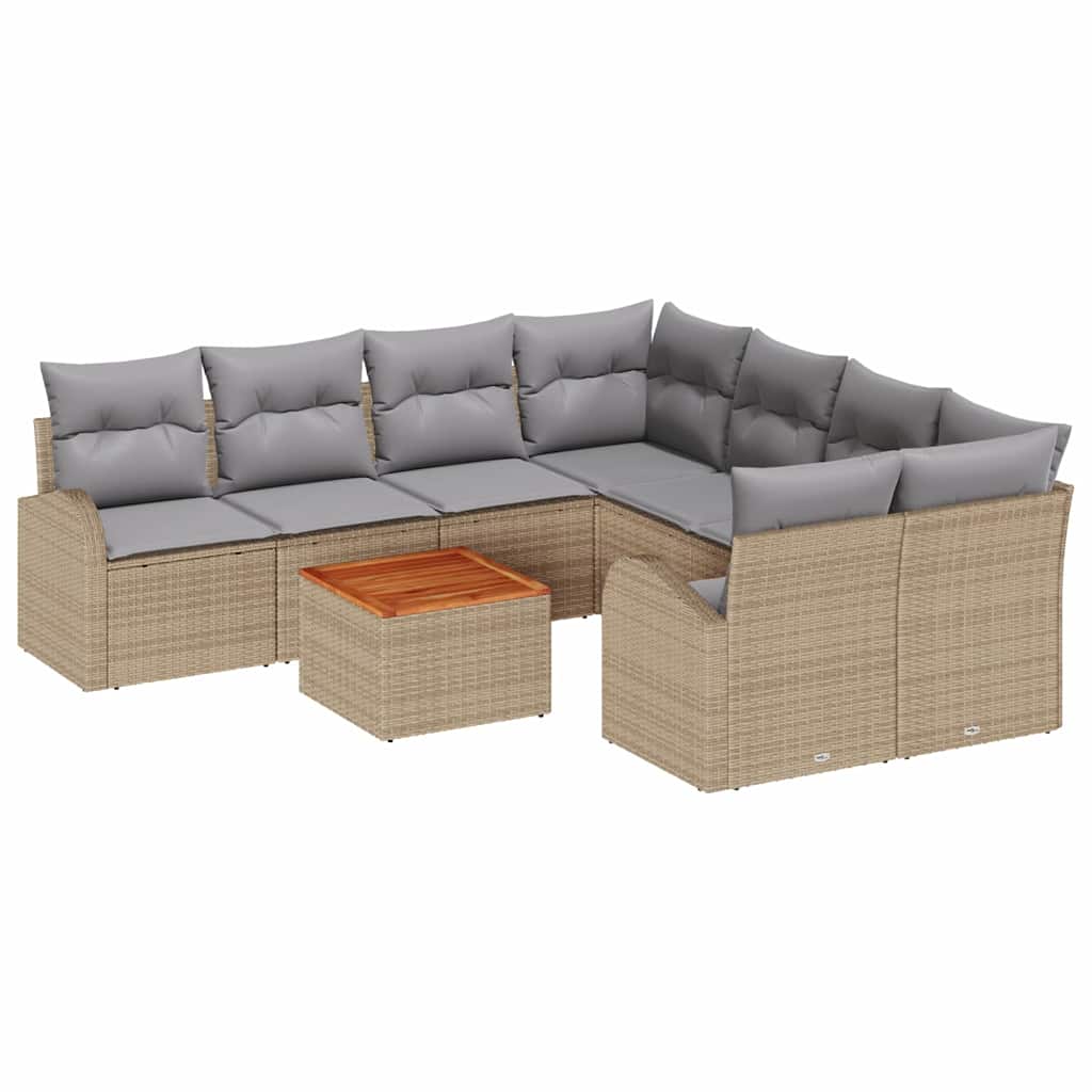 Tuinbankenset met opslag 9 pcs Beige en Licht Grijs poly rattan is nu te koop bij PeponiXL, paradijselijk wonen!