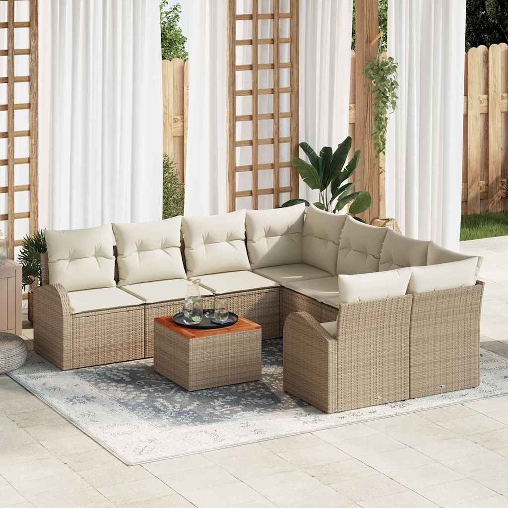 Tuinbankenset met opslag 9 pcs Beige en Crème poly rattan is nu te koop bij PeponiXL, paradijselijk wonen!