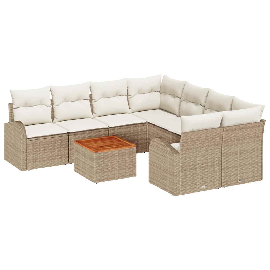 Tuinbankenset met opslag 9 pcs Beige en Crème poly rattan is nu te koop bij PeponiXL, paradijselijk wonen!