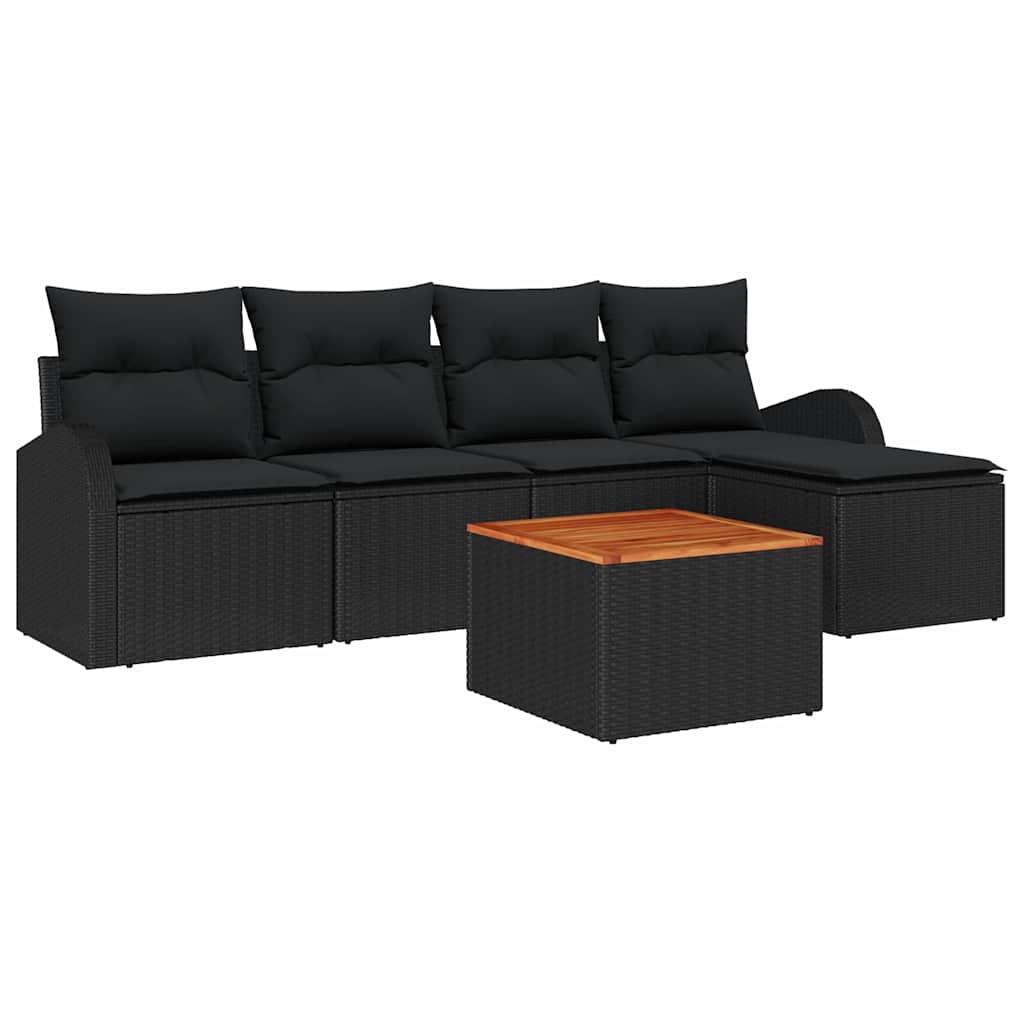 Tuinbankenset met opslag 6 pcs Zwart poly rattan is nu te koop bij PeponiXL, paradijselijk wonen!