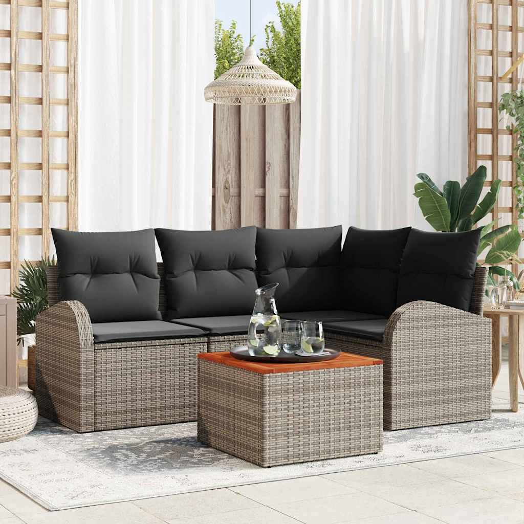 Tuinbankenset met opslag 5 pcs Grijs poly rattan is nu te koop bij PeponiXL, paradijselijk wonen!