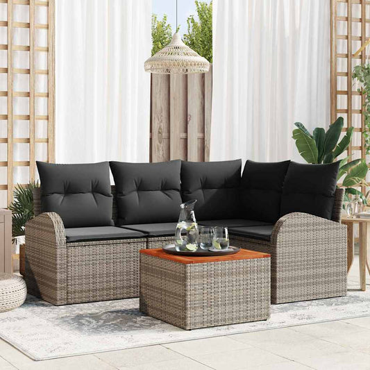 Tuinbankenset met opslag 5 pcs Grijs poly rattan is nu te koop bij PeponiXL, paradijselijk wonen!