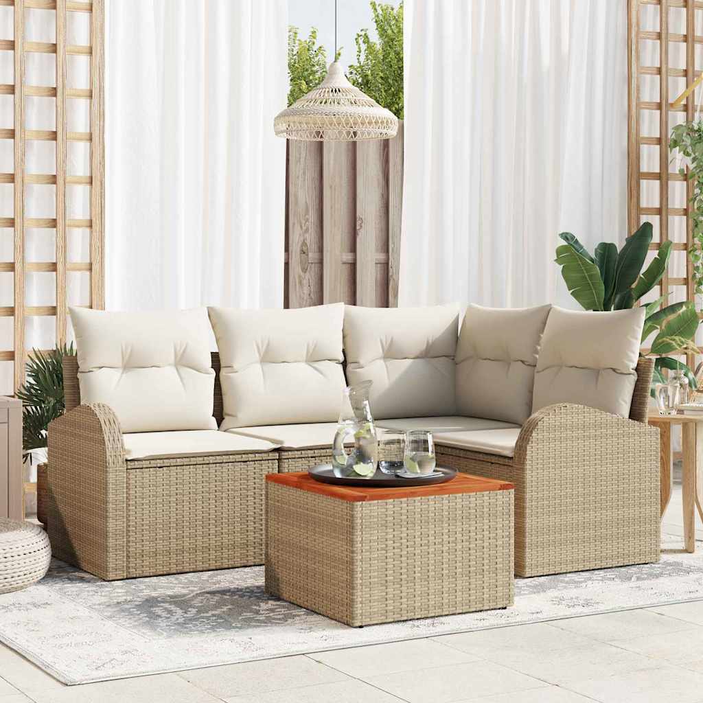 Tuinbankenset met opslag 5 pcs Beige en Crème poly rattan is nu te koop bij PeponiXL, paradijselijk wonen!