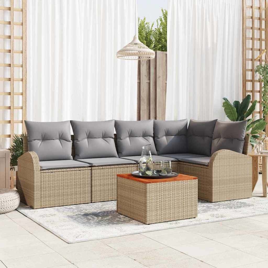 Tuinbankenset met opslag 6 pcs Beige en Licht Grijs poly rattan is nu te koop bij PeponiXL, paradijselijk wonen!