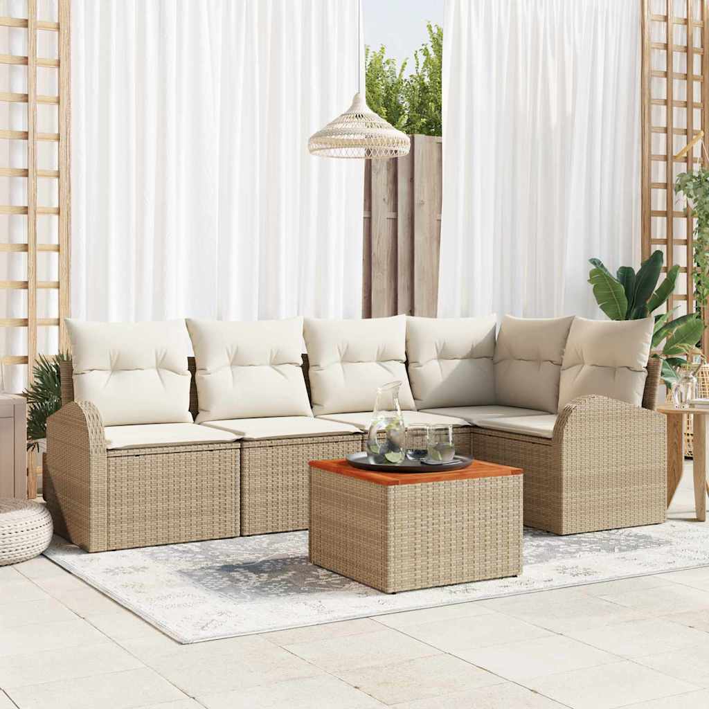 Tuinbankenset met opslag 6 pcs Beige en Crème poly rattan is nu te koop bij PeponiXL, paradijselijk wonen!