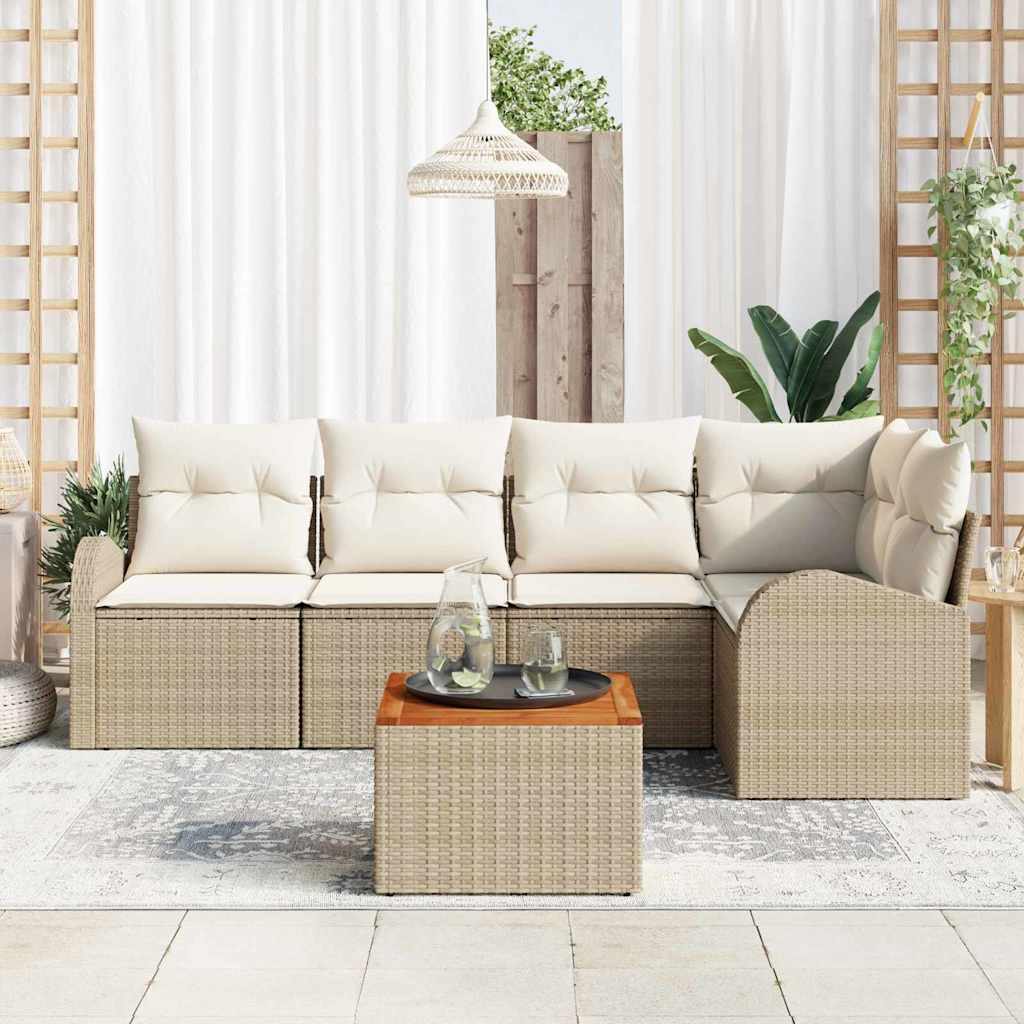 Tuinbankenset met opslag 6 pcs Beige en Crème poly rattan is nu te koop bij PeponiXL, paradijselijk wonen!