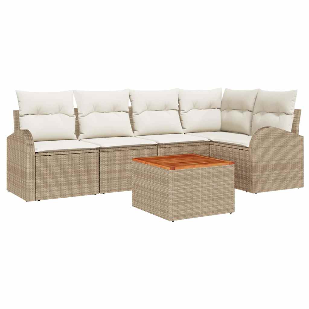Tuinbankenset met opslag 6 pcs Beige en Crème poly rattan is nu te koop bij PeponiXL, paradijselijk wonen!