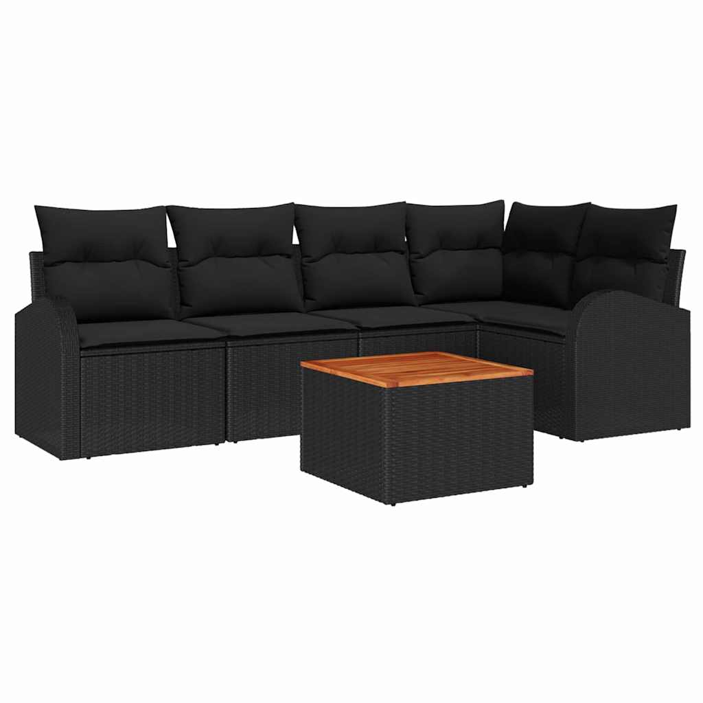Tuinbankenset met opslag 6 pcs Zwart poly rattan is nu te koop bij PeponiXL, paradijselijk wonen!
