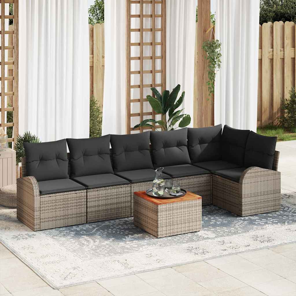 Tuinbankenset met opslag 7 pcs Grijs poly rattan is nu te koop bij PeponiXL, paradijselijk wonen!