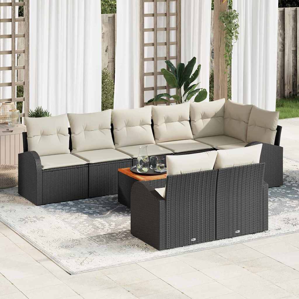 Tuinbankenset met opslag 9 pcs Zwart en Crème poly rattan is nu te koop bij PeponiXL, paradijselijk wonen!