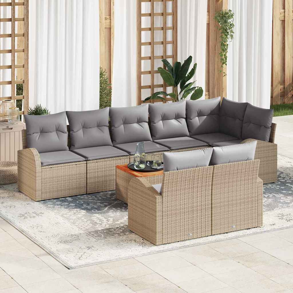 Tuinbankenset met opslag 9 pcs Beige en Licht Grijs poly rattan is nu te koop bij PeponiXL, paradijselijk wonen!