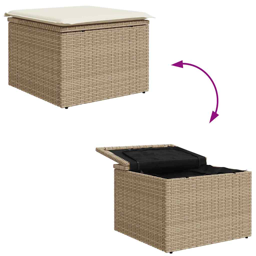 Tuinbankenset met opslag 7 pcs Beige en Crème poly rattan is nu te koop bij PeponiXL, paradijselijk wonen!