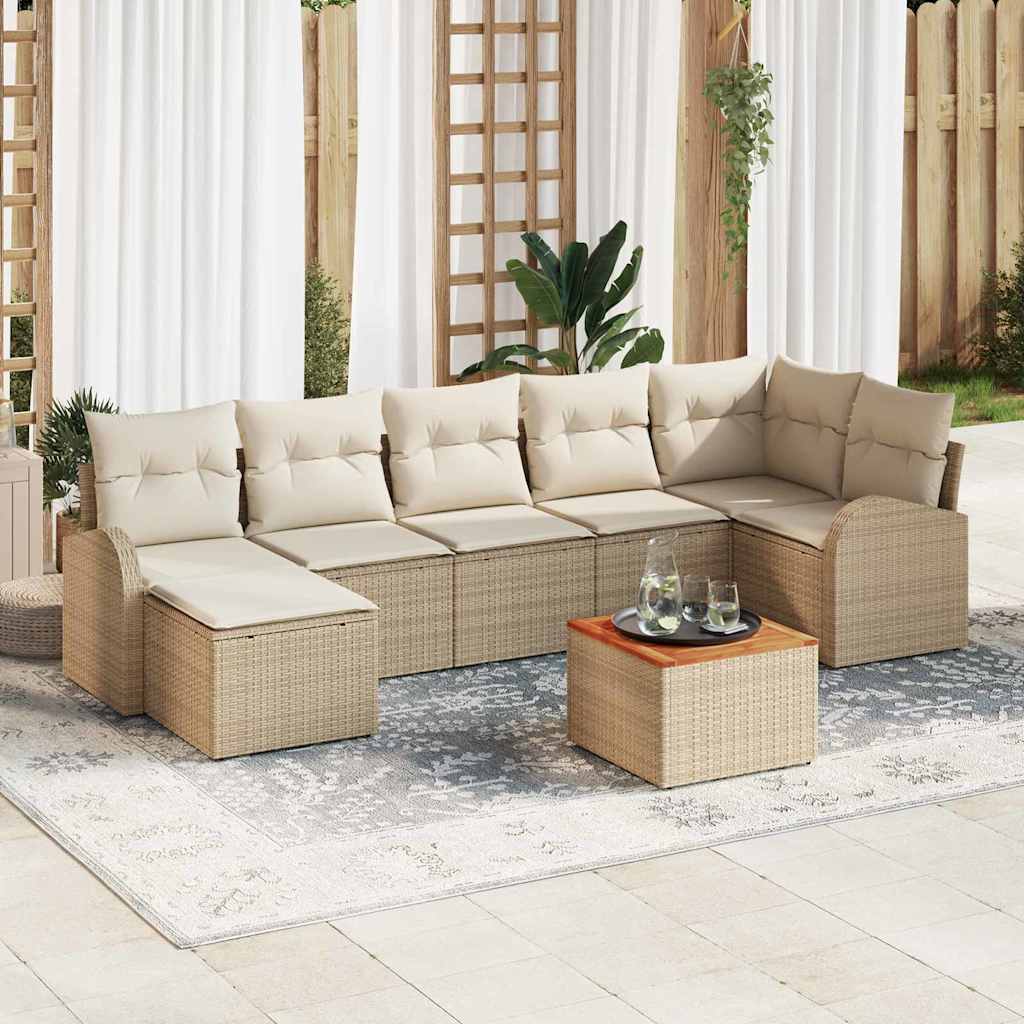Tuinbankenset met opslag 8 pcs Beige en Crème poly rattan is nu te koop bij PeponiXL, paradijselijk wonen!