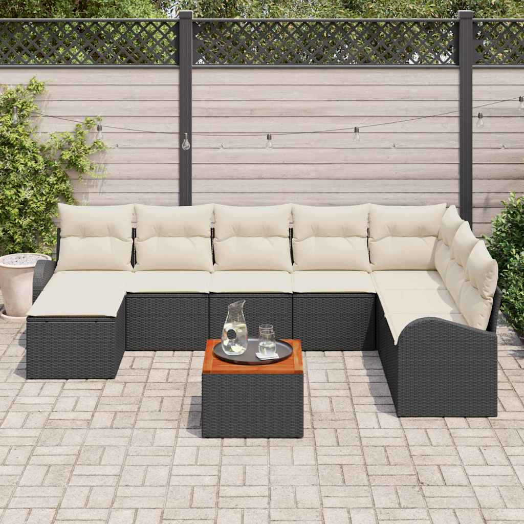 Tuinbankenset met opslag 9 pcs Zwart en Crème poly rattan is nu te koop bij PeponiXL, paradijselijk wonen!
