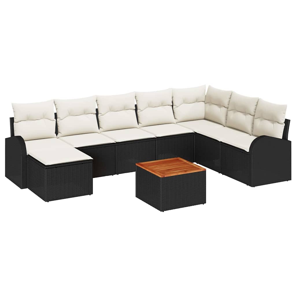 Tuinbankenset met opslag 9 pcs Zwart en Crème poly rattan is nu te koop bij PeponiXL, paradijselijk wonen!