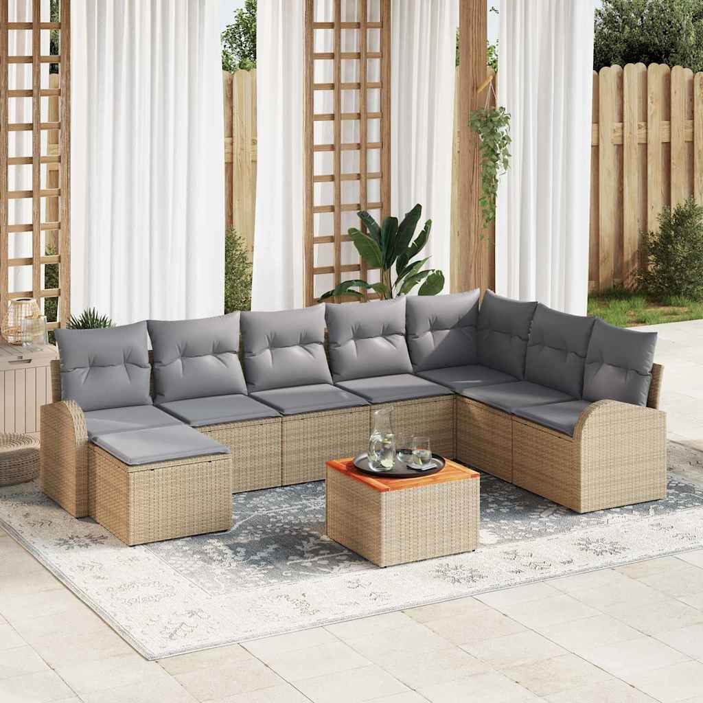 Tuinbankenset met opslag 9 pcs Beige en Licht Grijs poly rattan is nu te koop bij PeponiXL, paradijselijk wonen!