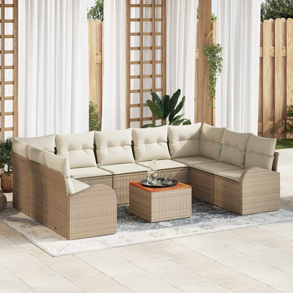 Tuinbankenset met opslag 10 pcs Beige en Crème poly rattan is nu te koop bij PeponiXL, paradijselijk wonen!