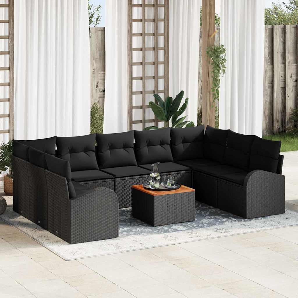Tuinbankenset met opslag 10 pcs Zwart poly rattan is nu te koop bij PeponiXL, paradijselijk wonen!