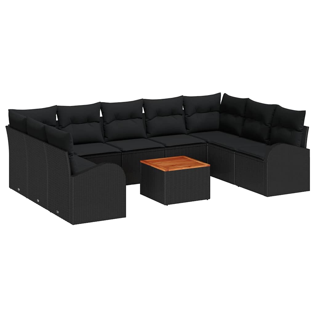 Tuinbankenset met opslag 10 pcs Zwart poly rattan is nu te koop bij PeponiXL, paradijselijk wonen!