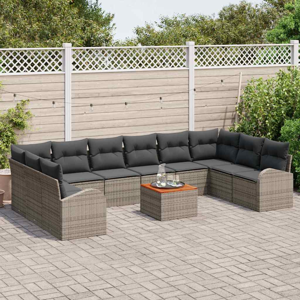 Tuinbankenset met opslag 11 pcs Grijs poly rattan is nu te koop bij PeponiXL, paradijselijk wonen!