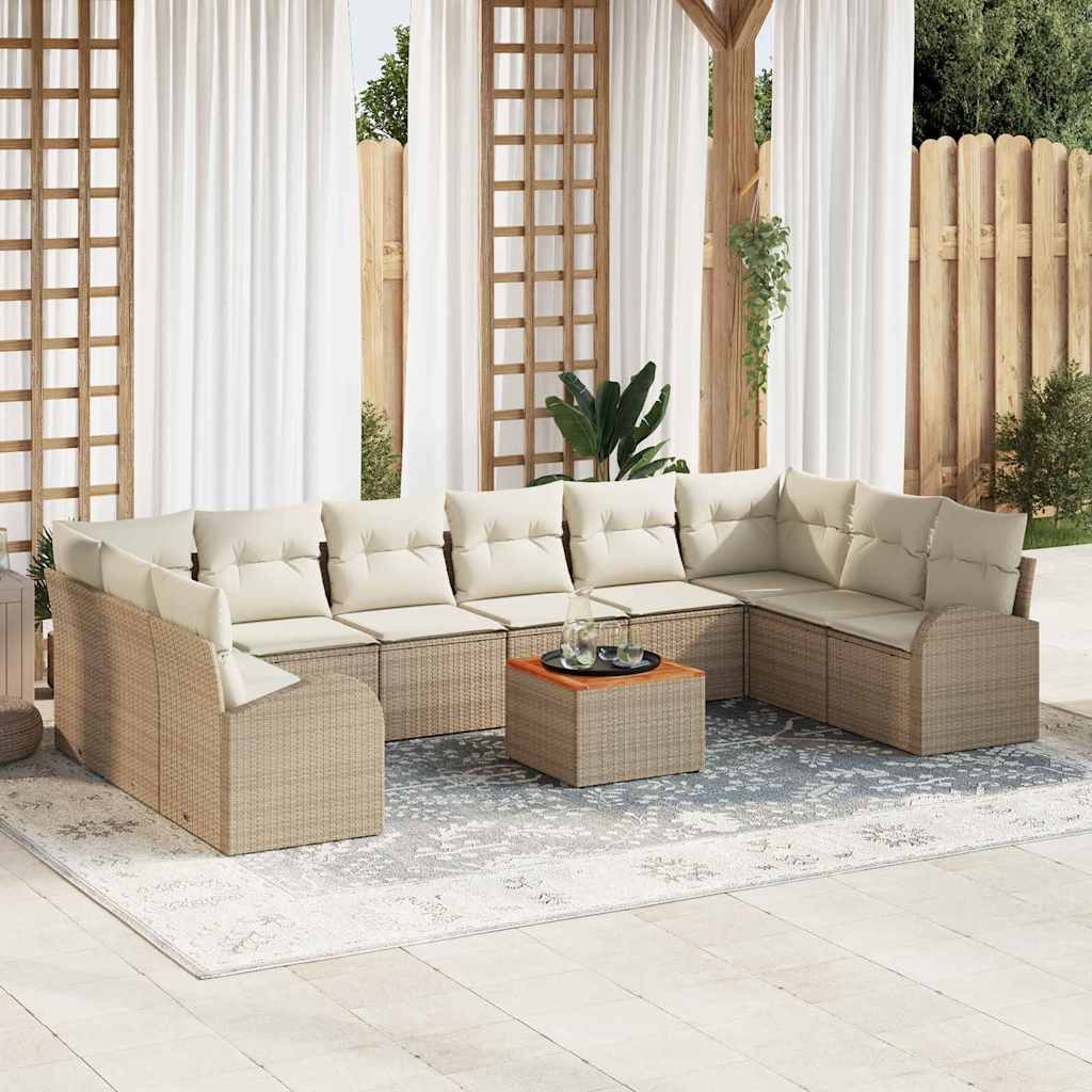 Tuinbankenset met opslag 11 pcs Beige en Crème poly rattan is nu te koop bij PeponiXL, paradijselijk wonen!
