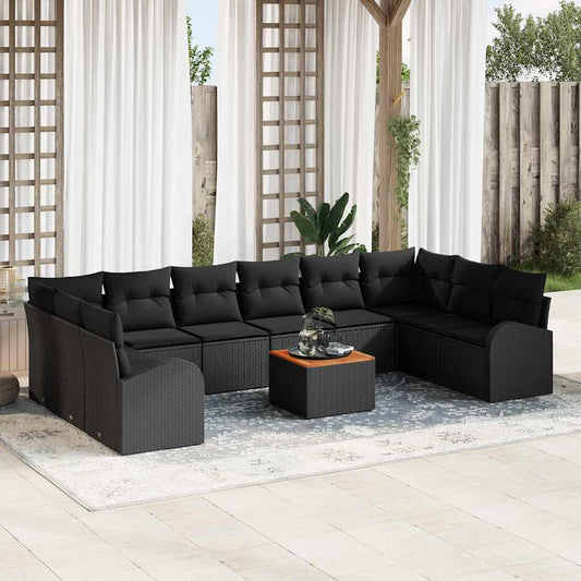 Tuinbankenset met opslag 11 pcs Zwart poly rattan is nu te koop bij PeponiXL, paradijselijk wonen!