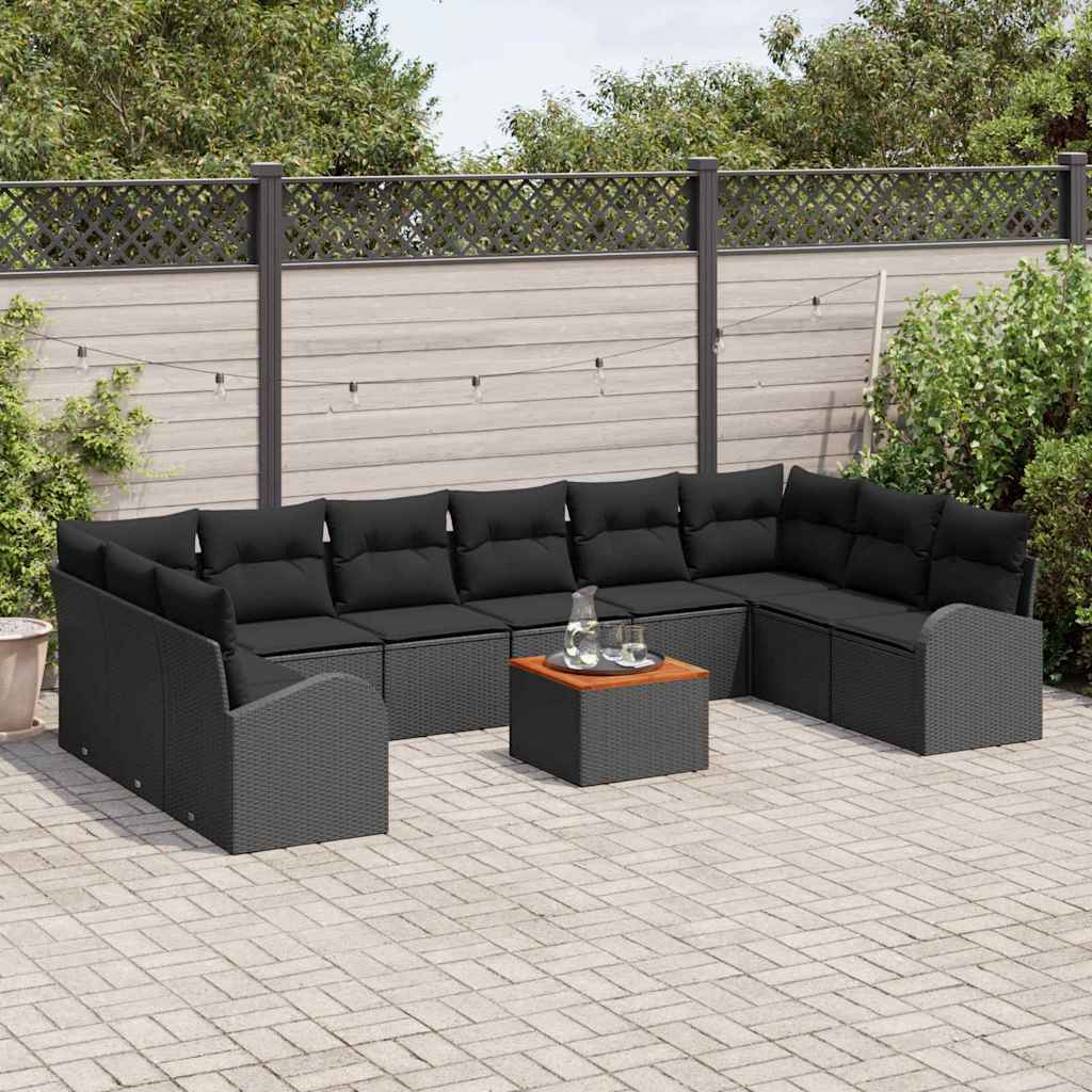 Tuinbankenset met opslag 11 pcs Zwart poly rattan is nu te koop bij PeponiXL, paradijselijk wonen!