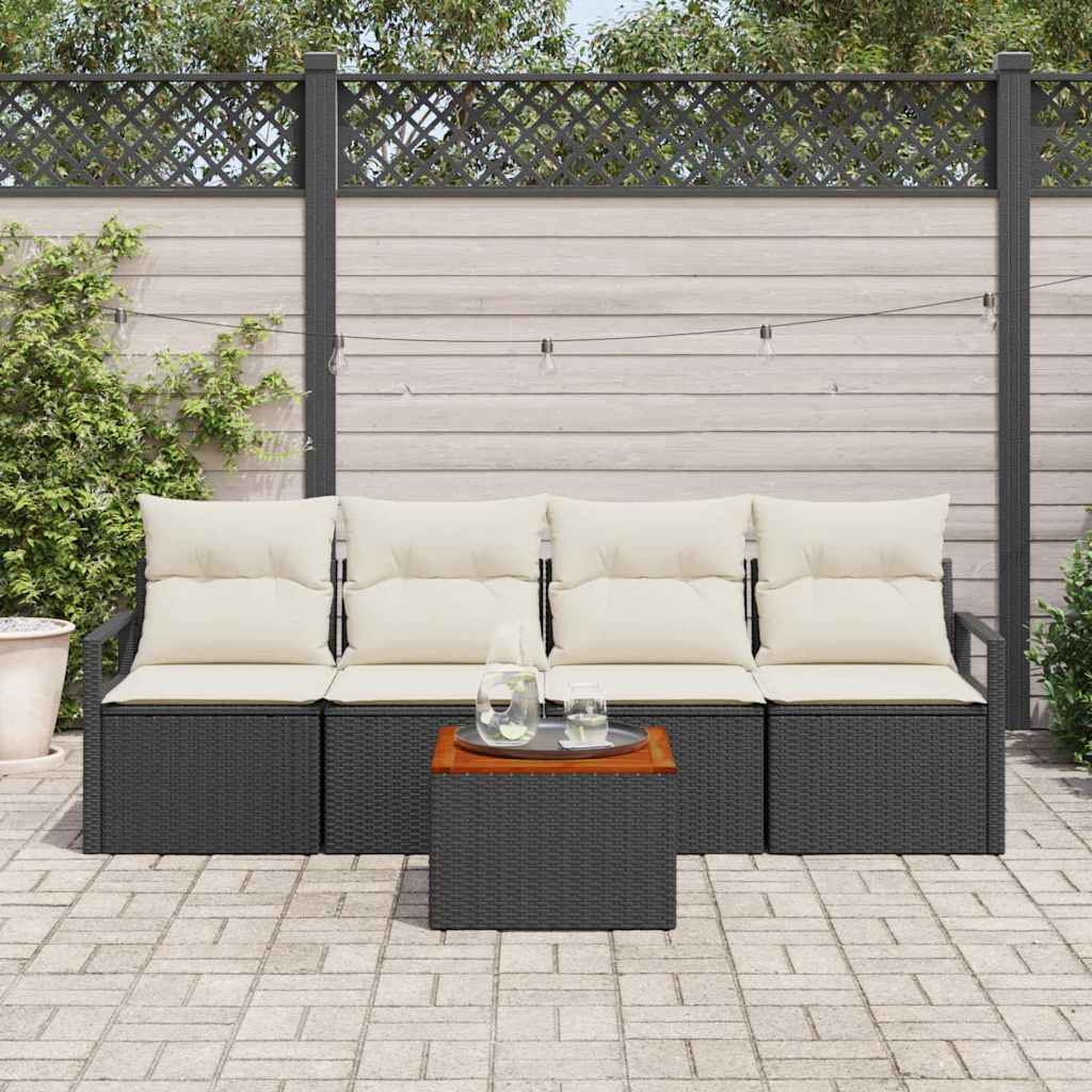 Tuinbankenset met opslag 5 pcs Zwart en Crème poly rattan is nu te koop bij PeponiXL, paradijselijk wonen!