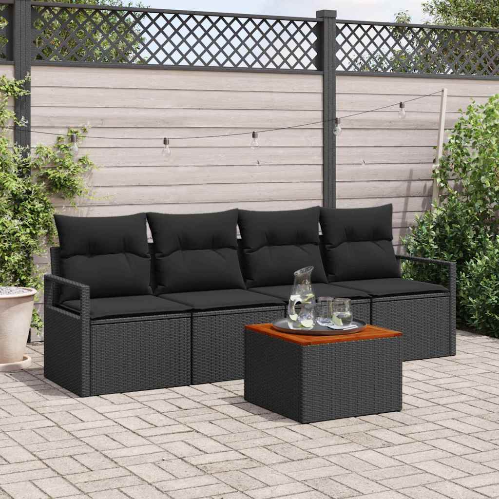 Tuinbankenset met opslag 5 pcs Zwart poly rattan is nu te koop bij PeponiXL, paradijselijk wonen!