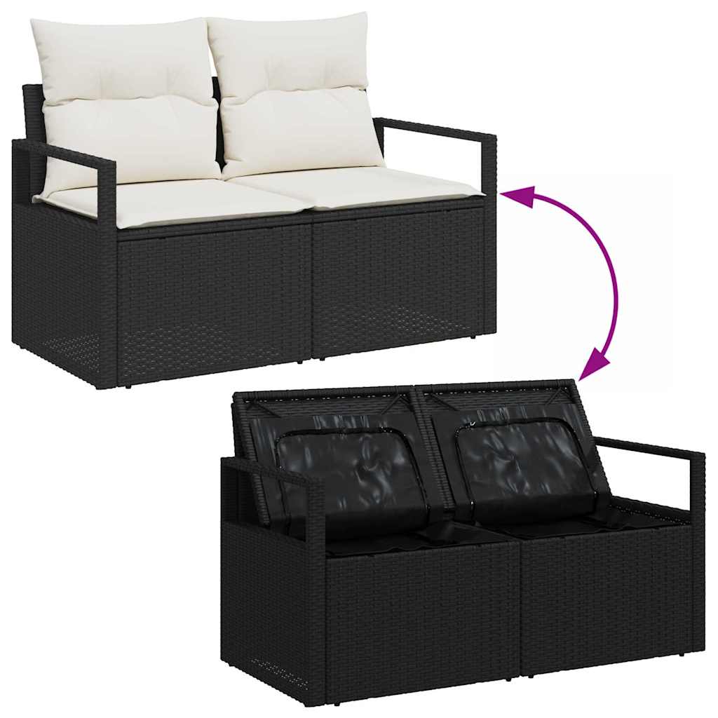Tuinbankenset met opslag 6 pcs Zwart en Crème poly rattan is nu te koop bij PeponiXL, paradijselijk wonen!