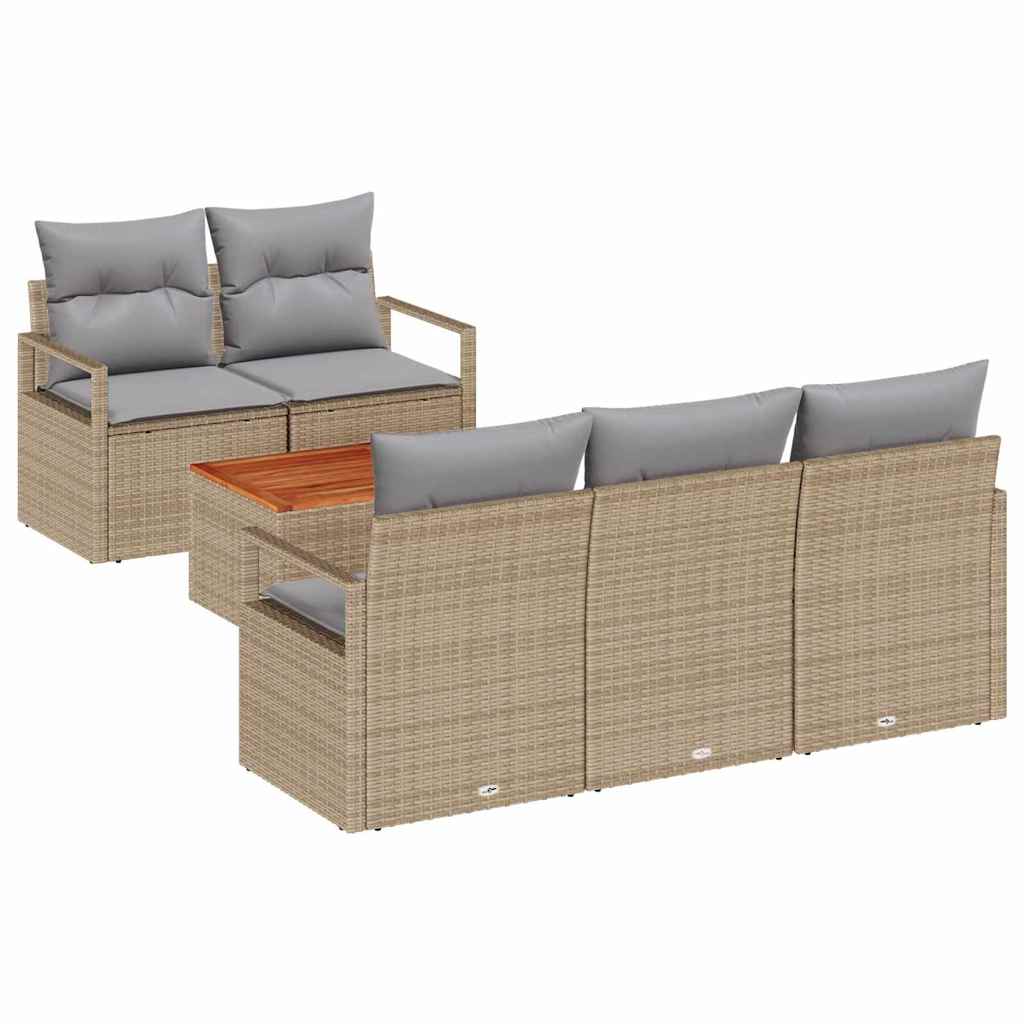 Tuinbankenset met opslag 6 pcs Beige en Licht Grijs poly rattan is nu te koop bij PeponiXL, paradijselijk wonen!
