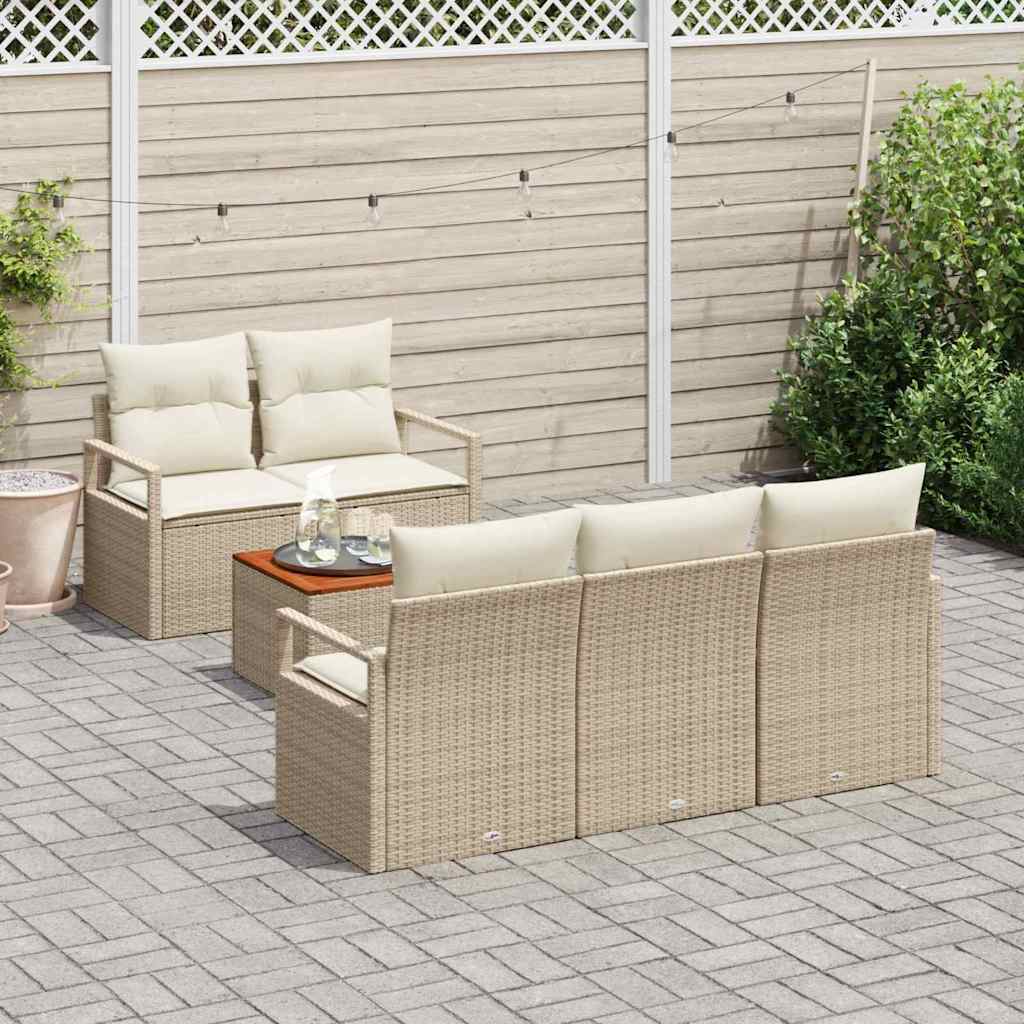 Tuinbankenset met opslag 6 pcs Beige en Crème poly rattan is nu te koop bij PeponiXL, paradijselijk wonen!