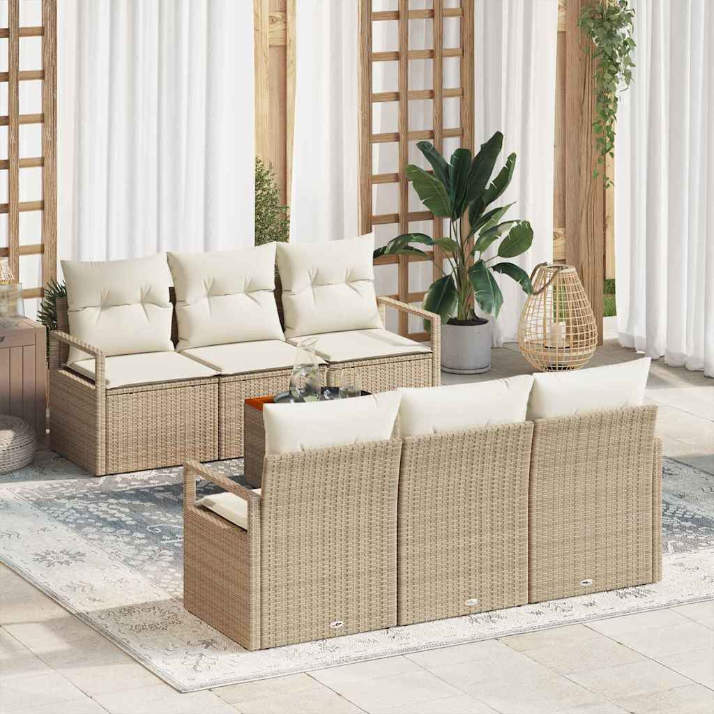 Tuinbankenset met opslag 7 pcs Beige en Crème poly rattan is nu te koop bij PeponiXL, paradijselijk wonen!